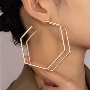 NWOT Geometic Design Cuff Hoop Earrings